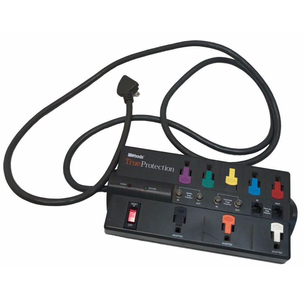 Surge Protector Power Strip Home Theater Relocatable Power Tap 7G39 adapter cord